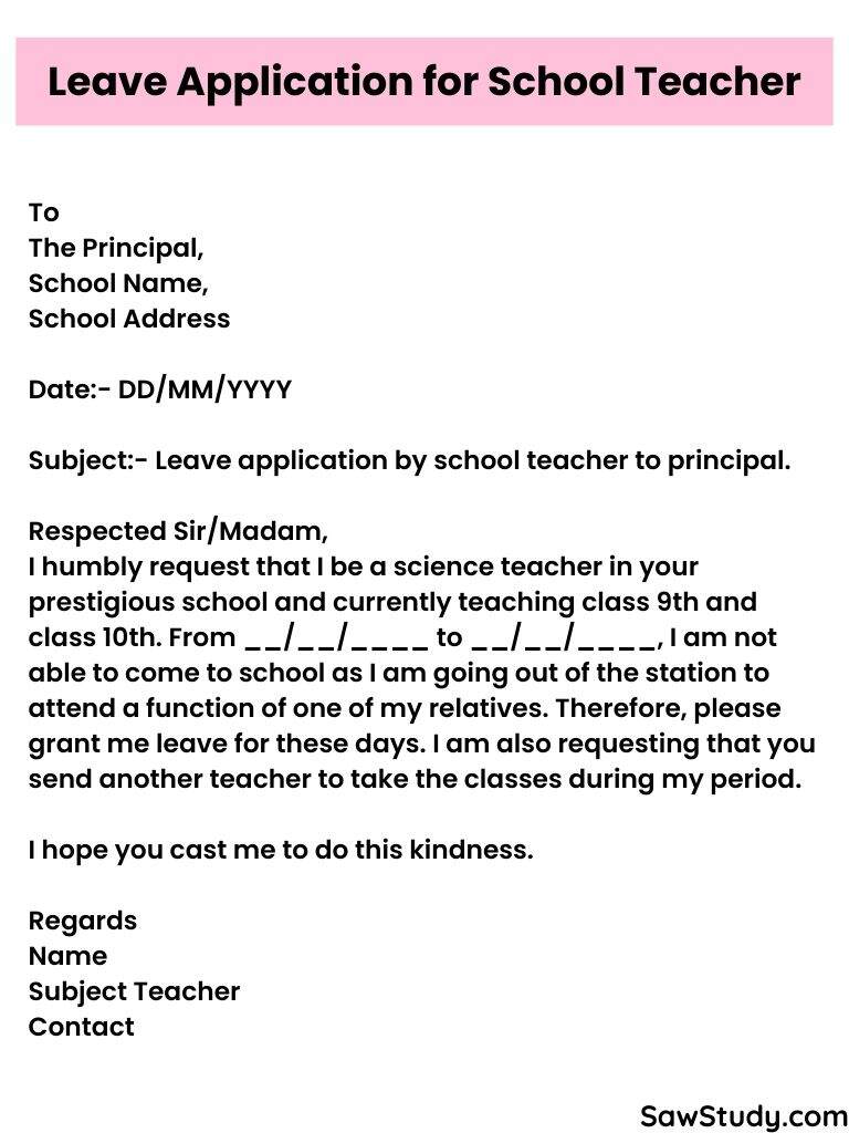 how to write a leave application letter to the teacher